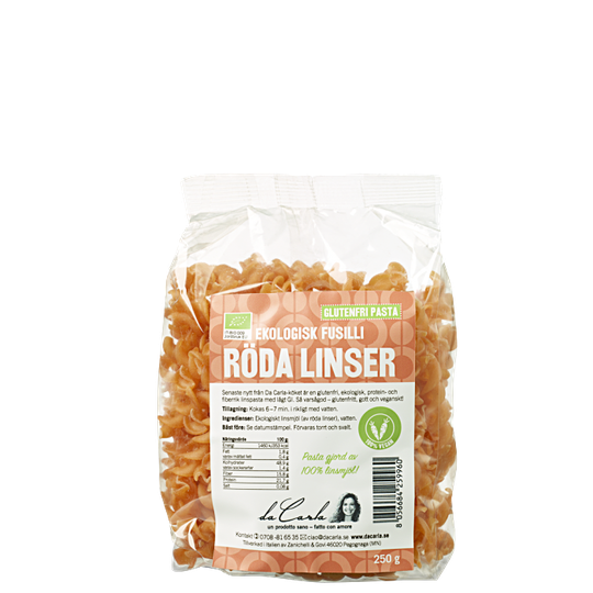 Røde Linser Økologisk Casarecce, 250 g