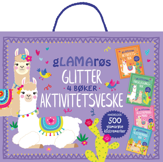 Glamarøs glitteraktivitetsveske. 4 bøker. 500 glamarøse klistremerker